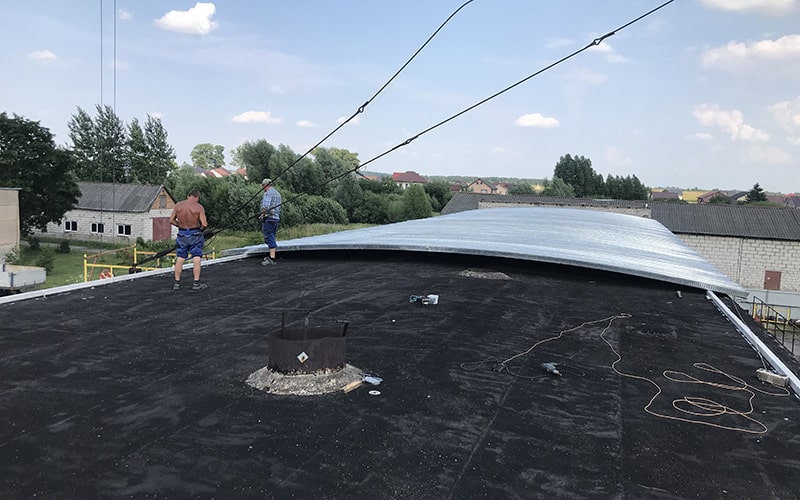 Монтаж бескаркасной крыши котельной в Гурьевске
