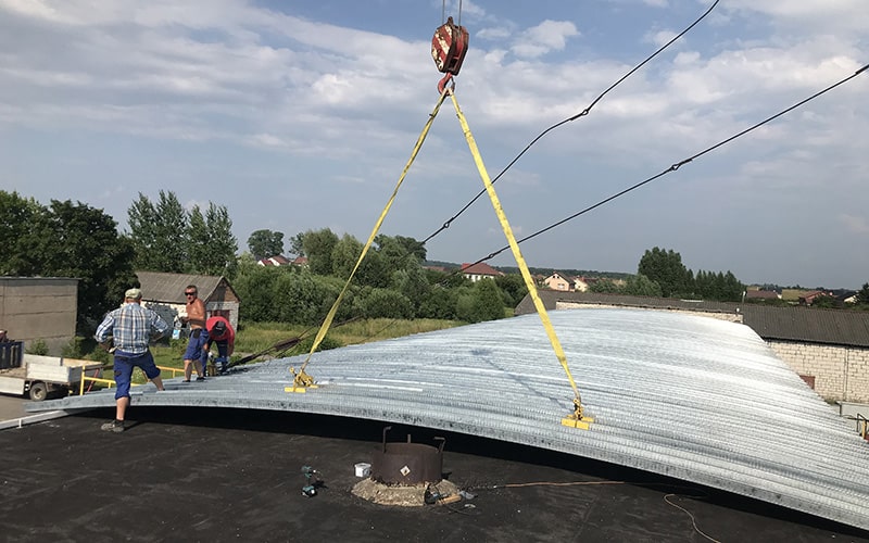 Монтаж бескаркасной крыши котельной в Гурьевске